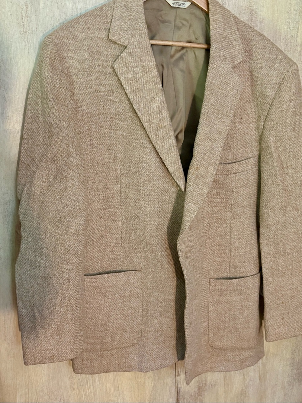 LOFT  & Brownstone Men's Tan Herringbone Wool Sport Coat size 46R